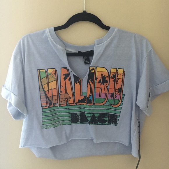 Forever 21 Tops - Malibu Blue V-Neck Crop Top